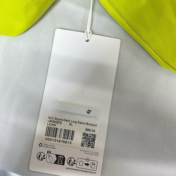Lululemon Nulu square neck long sleeve bodysuit Lime Green shirt nwt XL - Picture 8 of 10